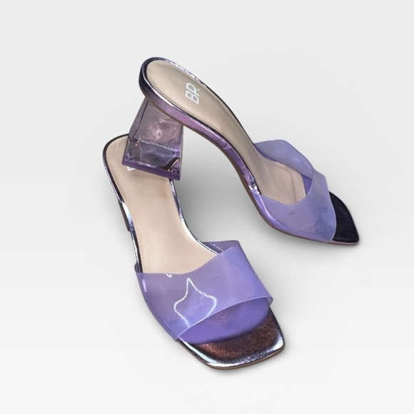 bp Shoes - BP. Brooks Slide Sandals Women's 6.5M Purple Clear Strap Block Heel Square Toe